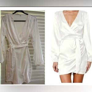 Satin Mini Dresses White - size M